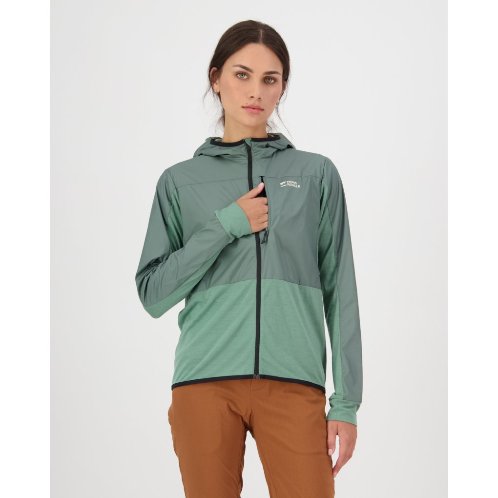 Mons Royale Diversion Merino Wind Jacket Women - thyme / cypress