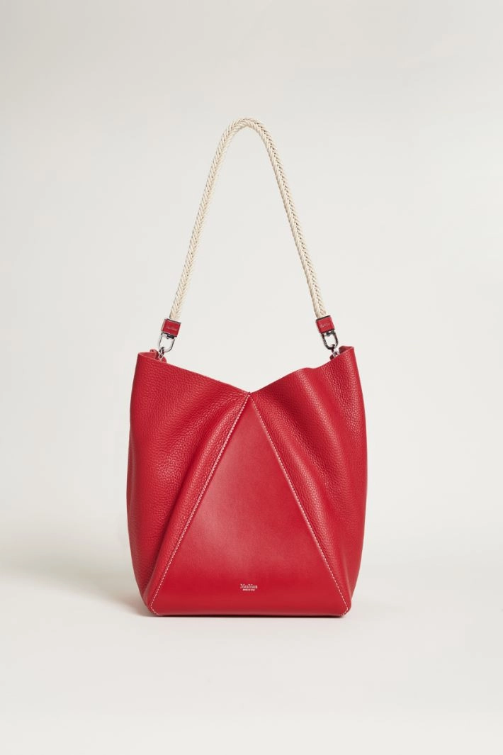 Large rope-handle bucket bag - RED
