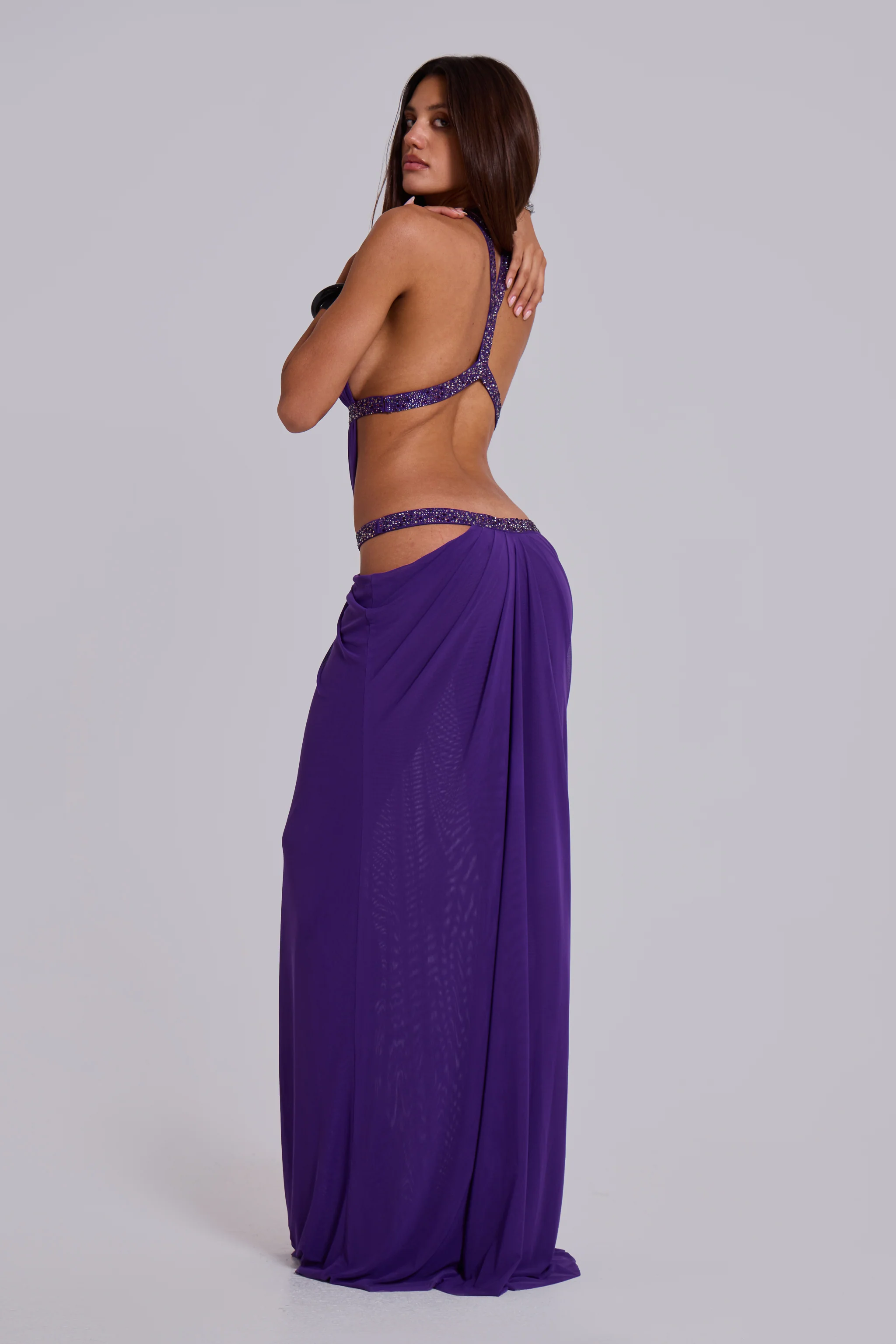 6AM Cut Out Maxi Dress in Violet