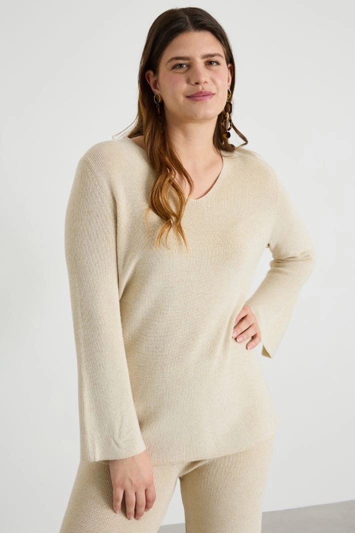 Wool and lurex sweater - GOLD
