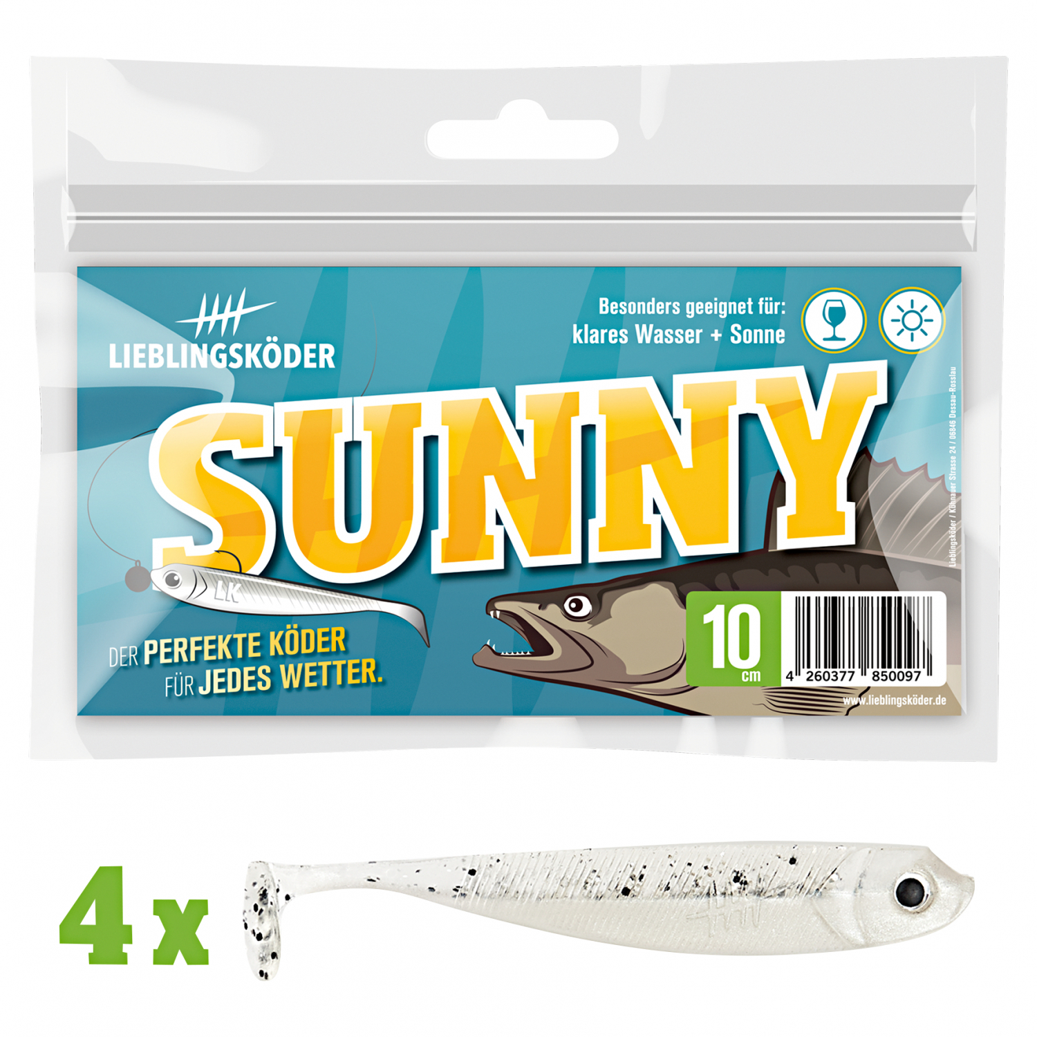 Lieblingsköder Shad Zander Bait (10 cm, Sunny)