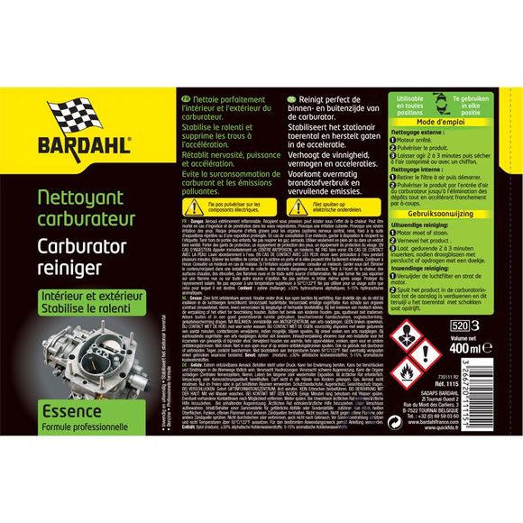 Nettoyant carburateur Bardahl carburateur UniverselRef : BDH0005 / 1115