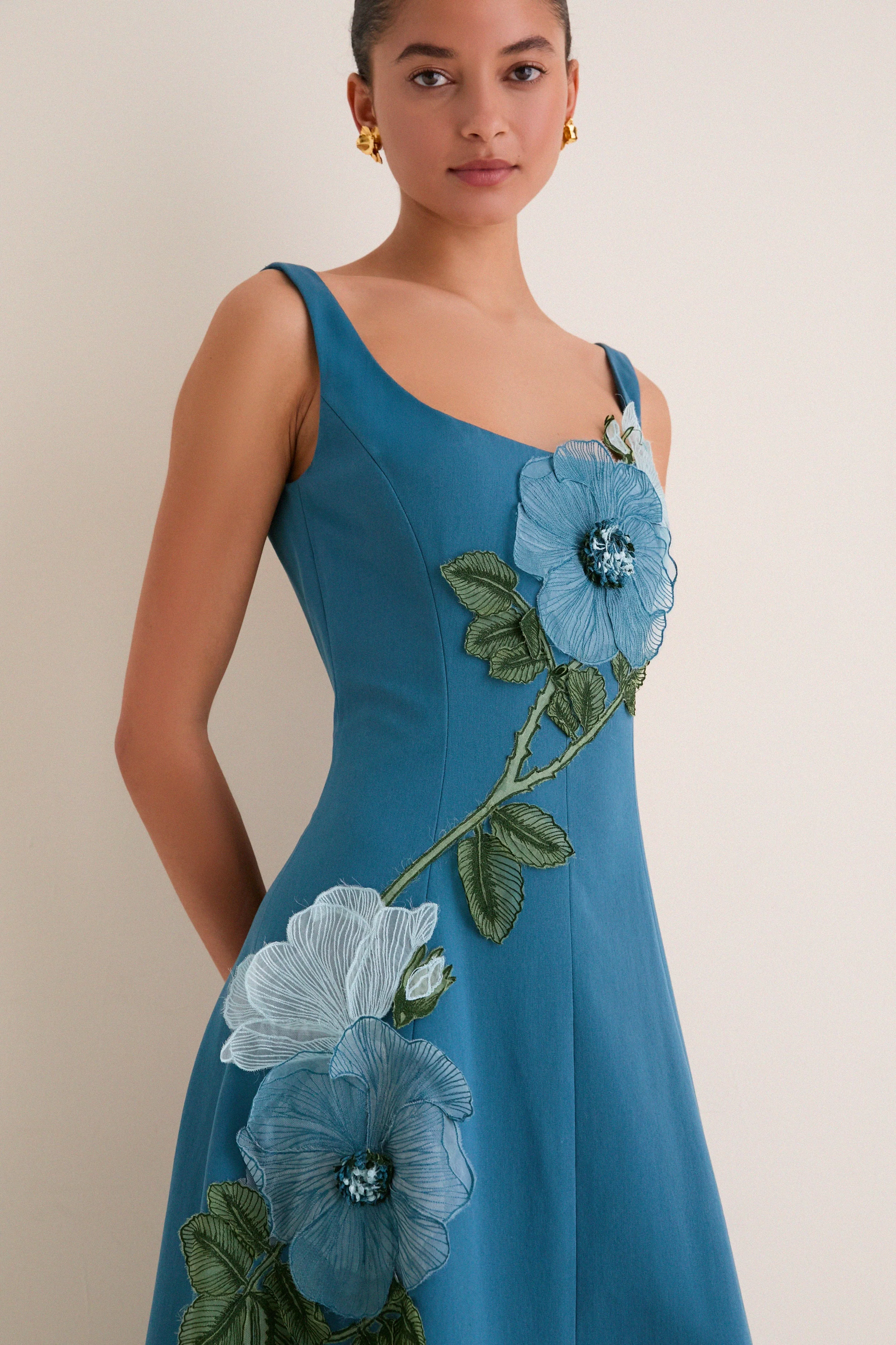 Mallard Peony Embroidered Full Dress