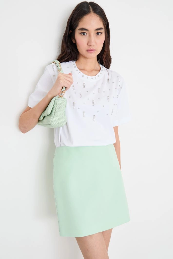 Rhinestone-embellished T-shirt - WHITE