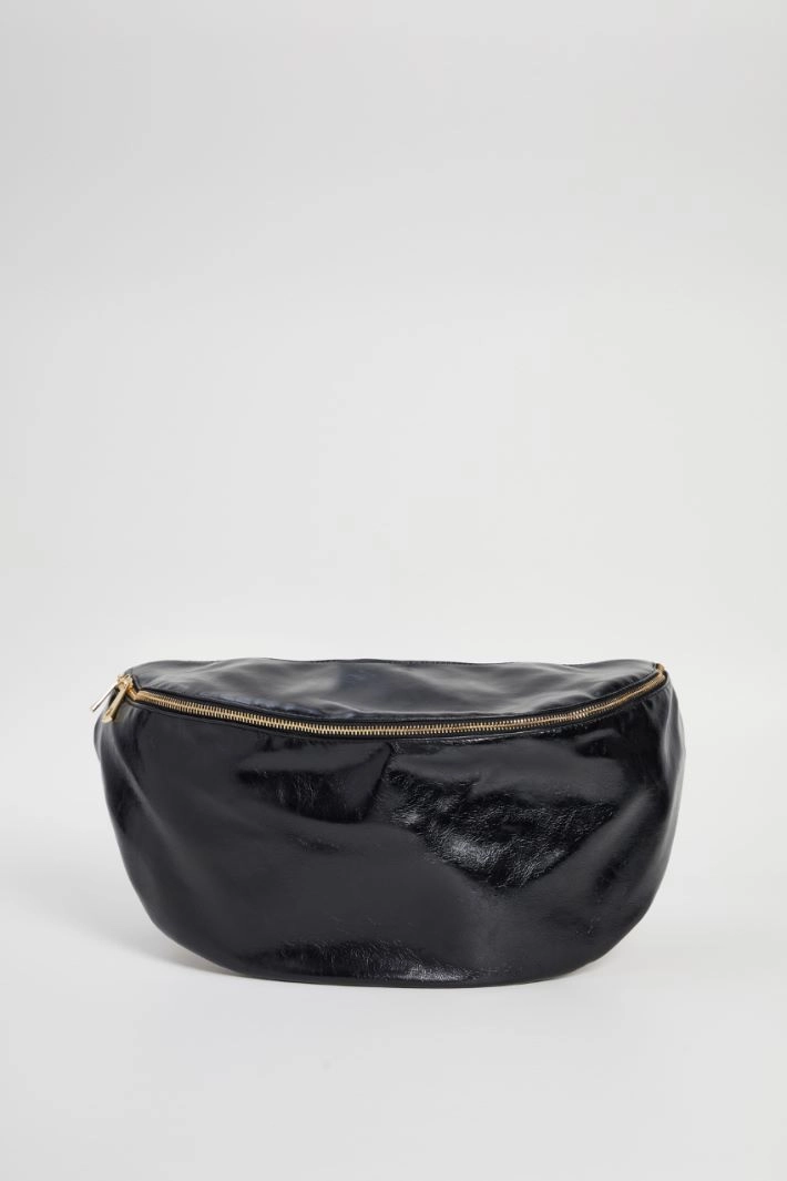 Maxi leather bum bag - BLACK
