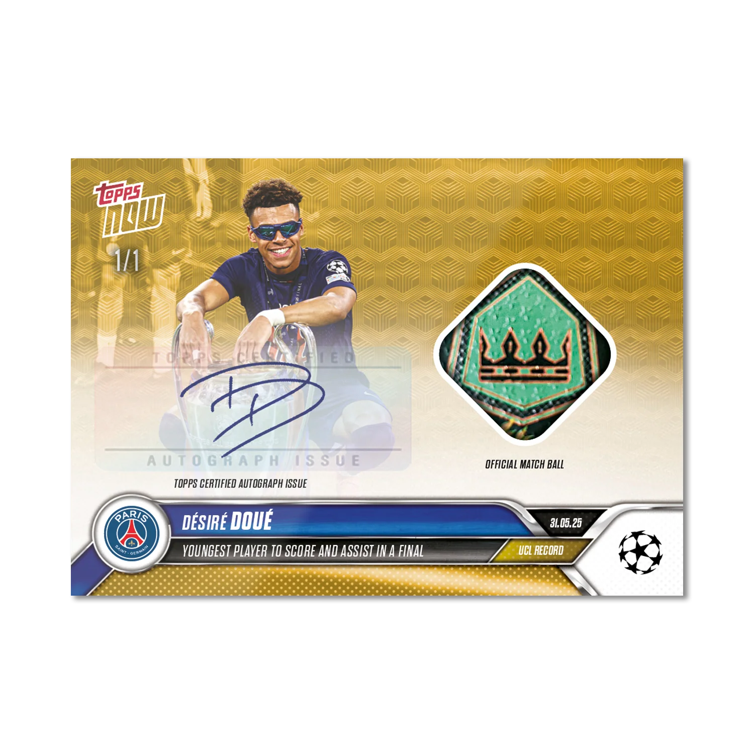 Désiré Doué - 2024-25 UCL Topps NOW® - Card 162 - LOOK FOR AUTO-RELIC