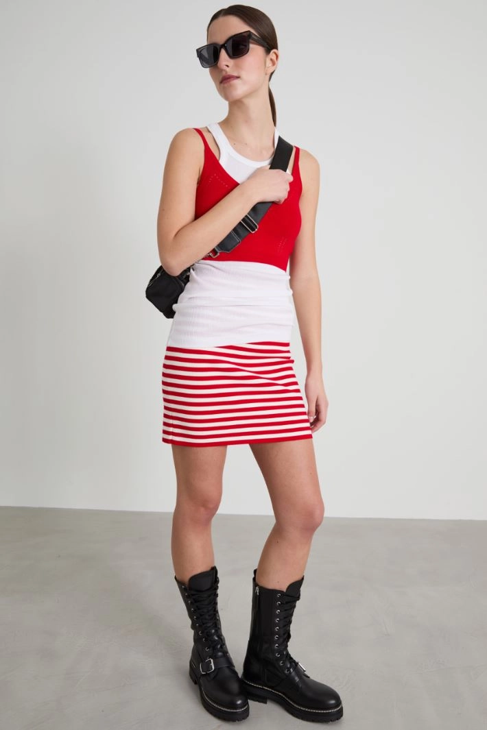 Jacquard mini skirt - RED WHITE