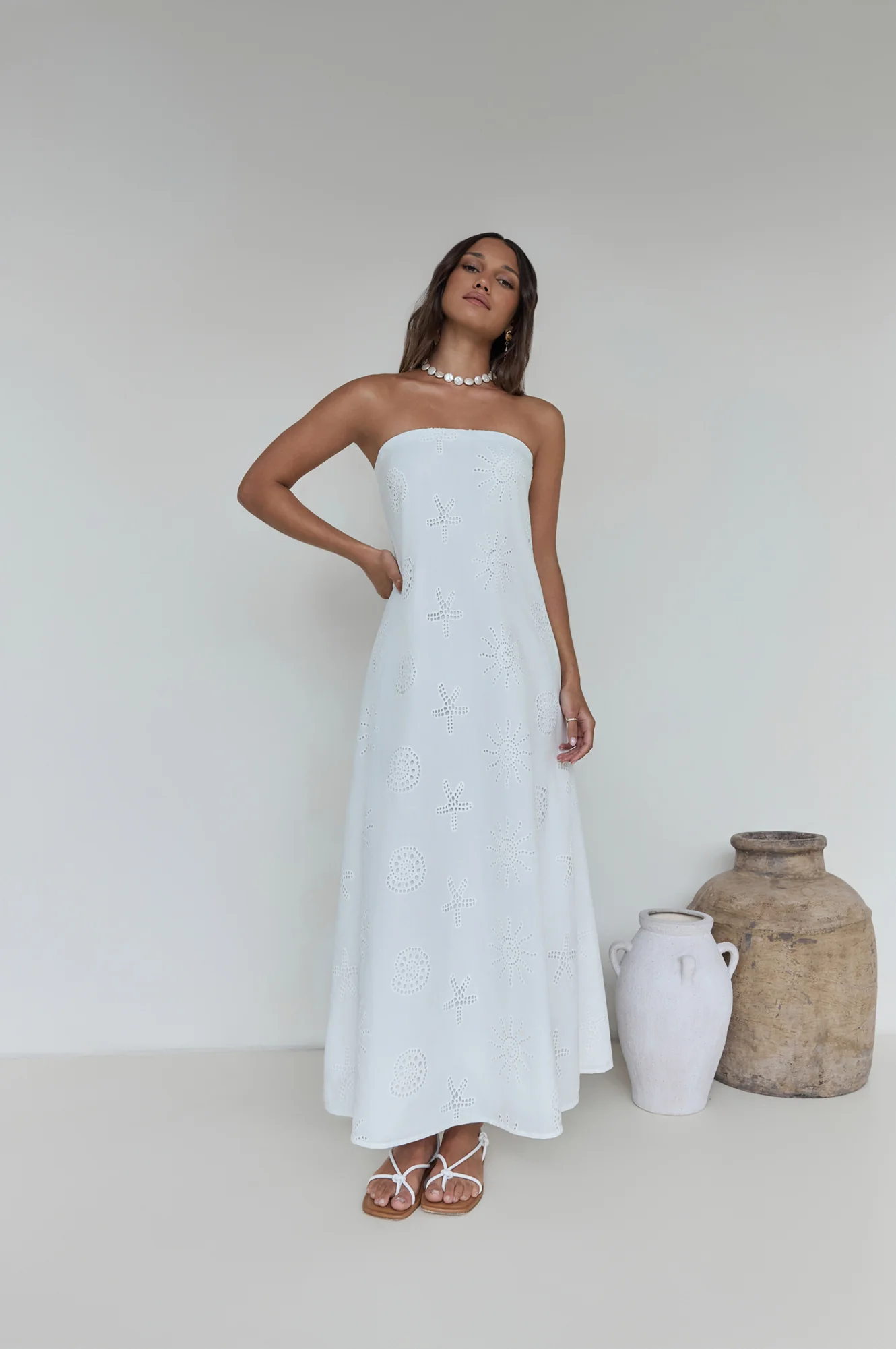 Heart To Heart Strapless Maxi Dress White