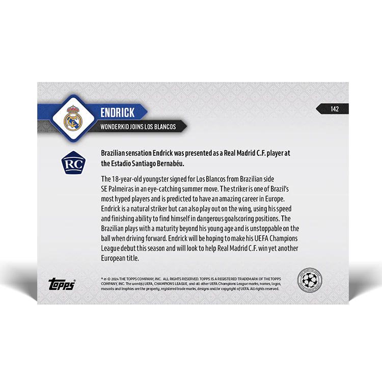 Endrick - Wonderkid joins Los Blancos - 24/25 UCL TOPPS NOW® Card 142
