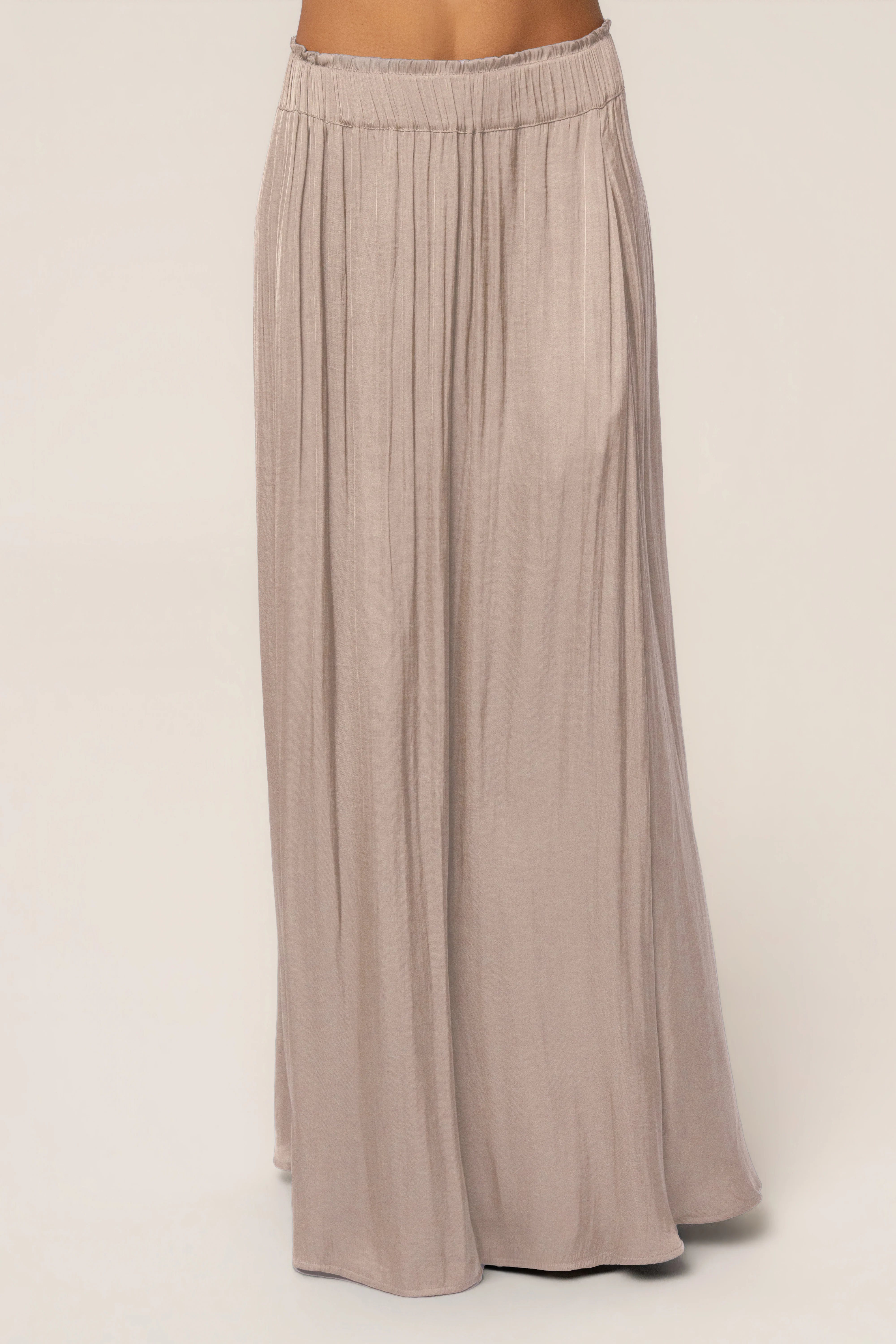 Beige River Satin Maxi Skirt
