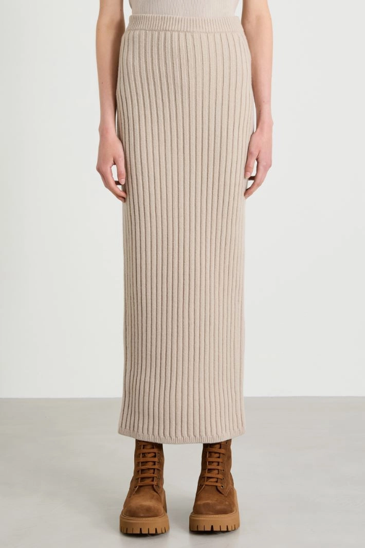 Wool and cashmere knit skirt - SAND