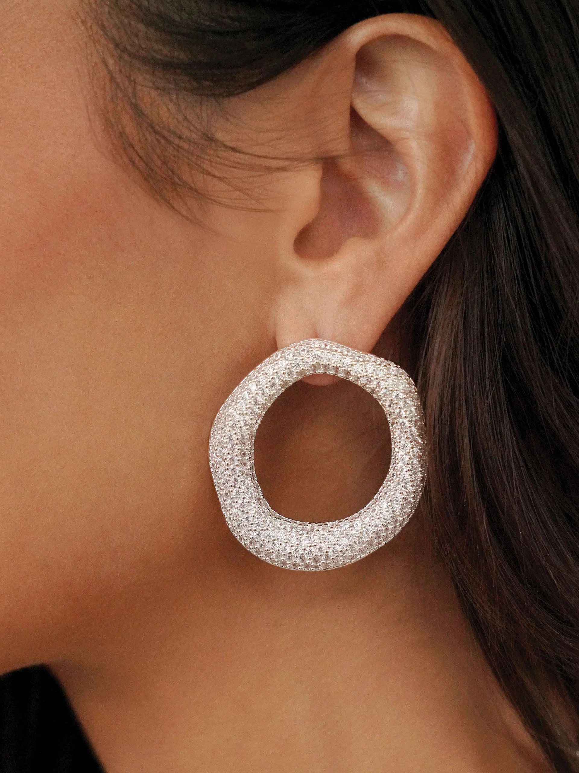 Open Circle Pavè Earrings
