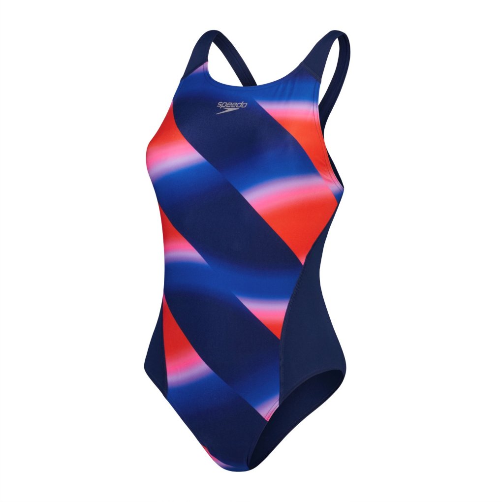 Speedo Allover Digital Recordbreaker Swimsuit Women - cerulean blue/watermelon