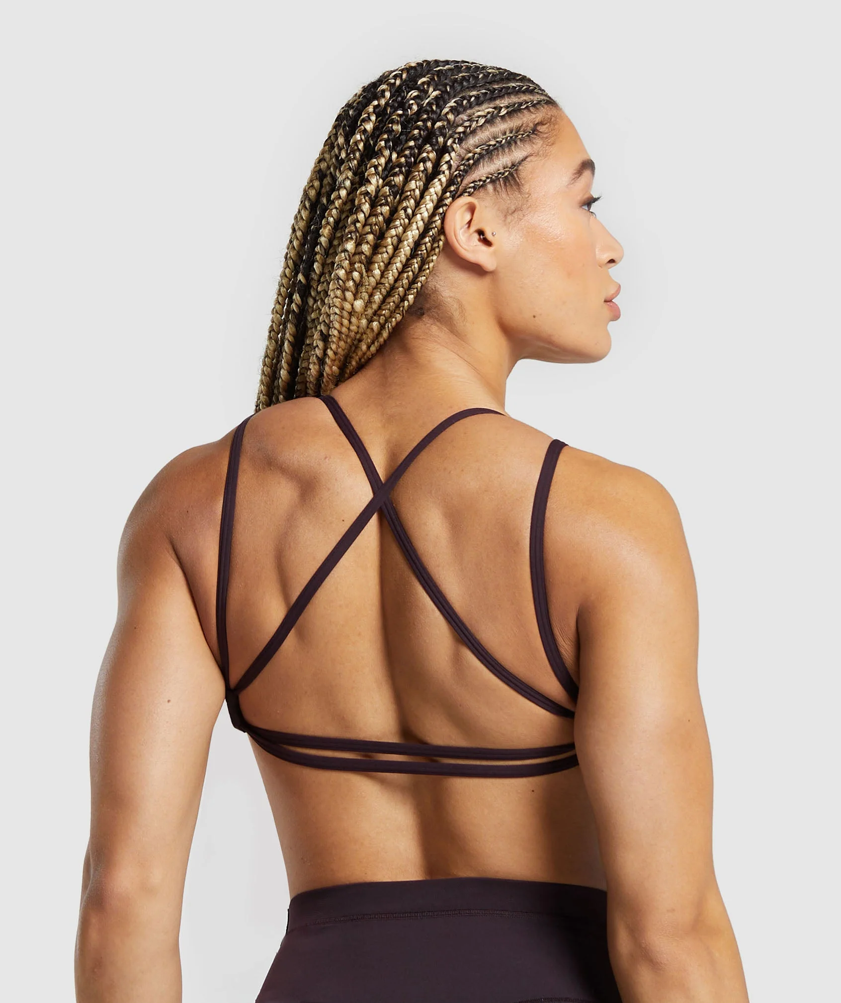 Back Gain Sports Bra Plum Brown