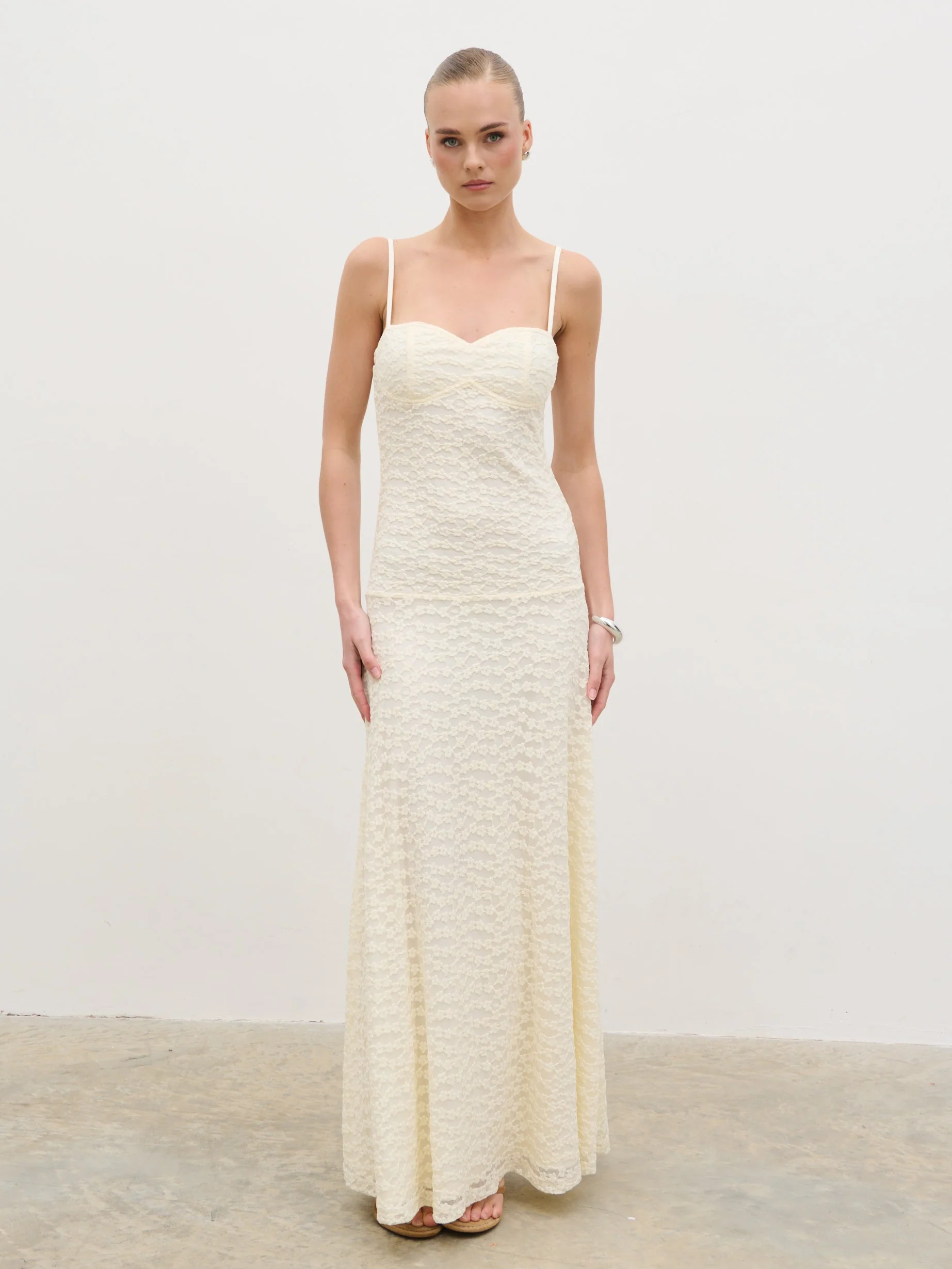 Verity Floral Maxi Dress - Cream