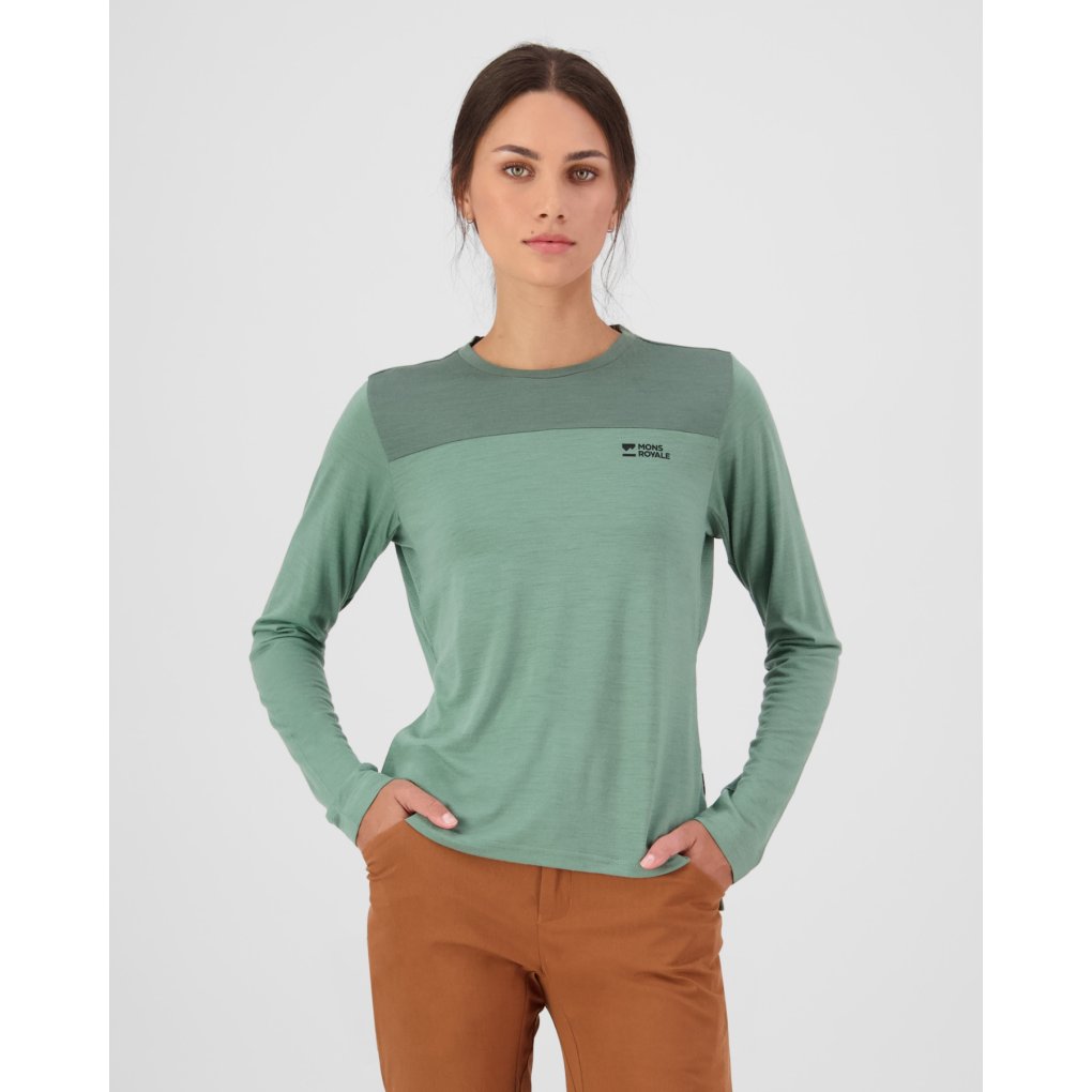 Mons Royale Diversion Merino Bike Long Sleeve Jersey Women - thyme / cypress