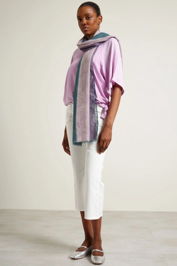 Fringed stole - PETROL MAUVE