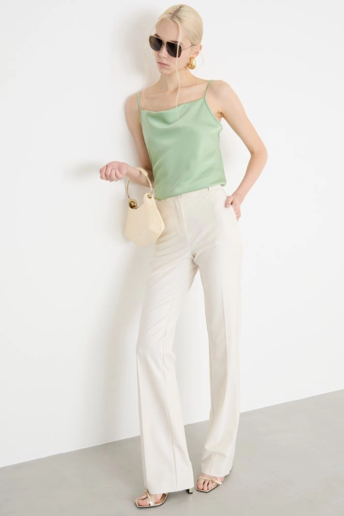 Fluid satin slip top - GREEN
