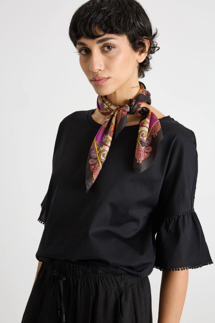 Printed silk scarf - BROWN