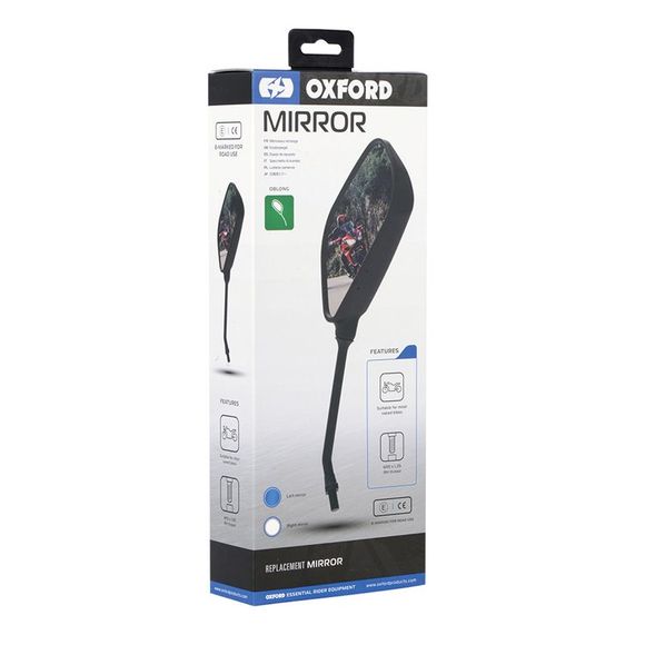 Oxford Oblong RIGHT Rearview Mirror (unit) Universal - BlackRef: od0119 / ox575