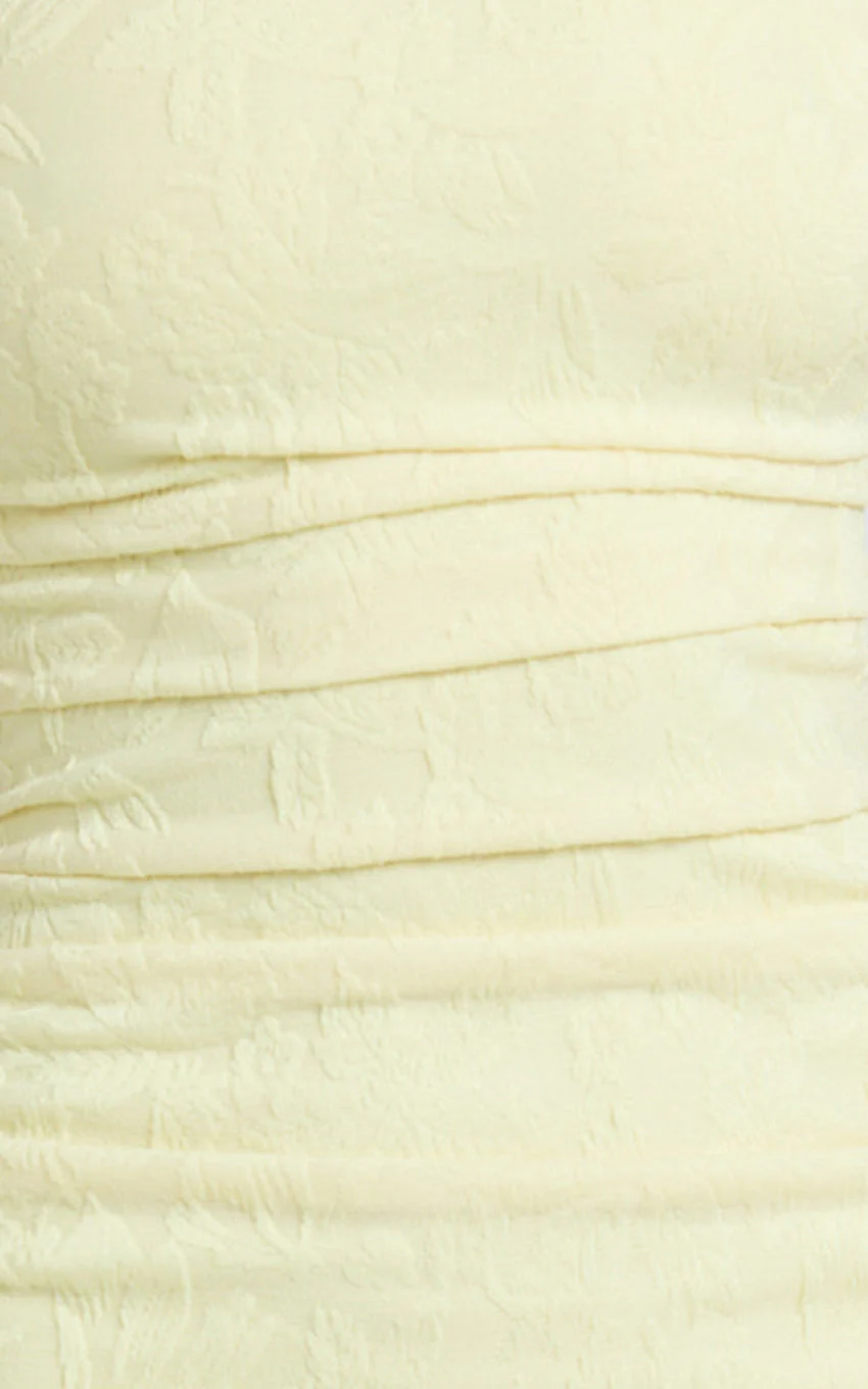 Kayrene Midi Dress - Strapless Bodycon Dress in Butter Yellow