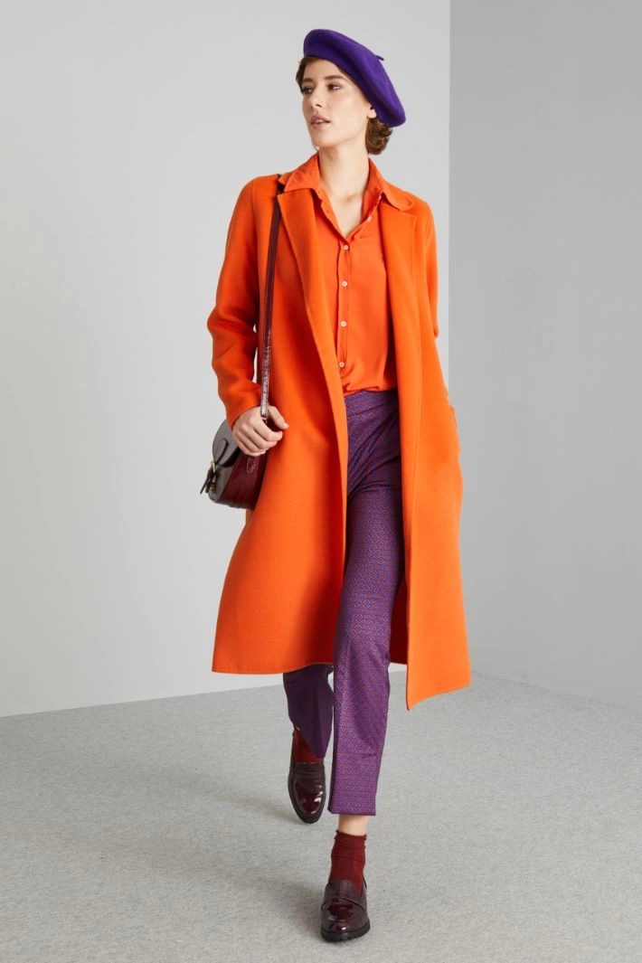 Diagonal cloth coat - ORANGE