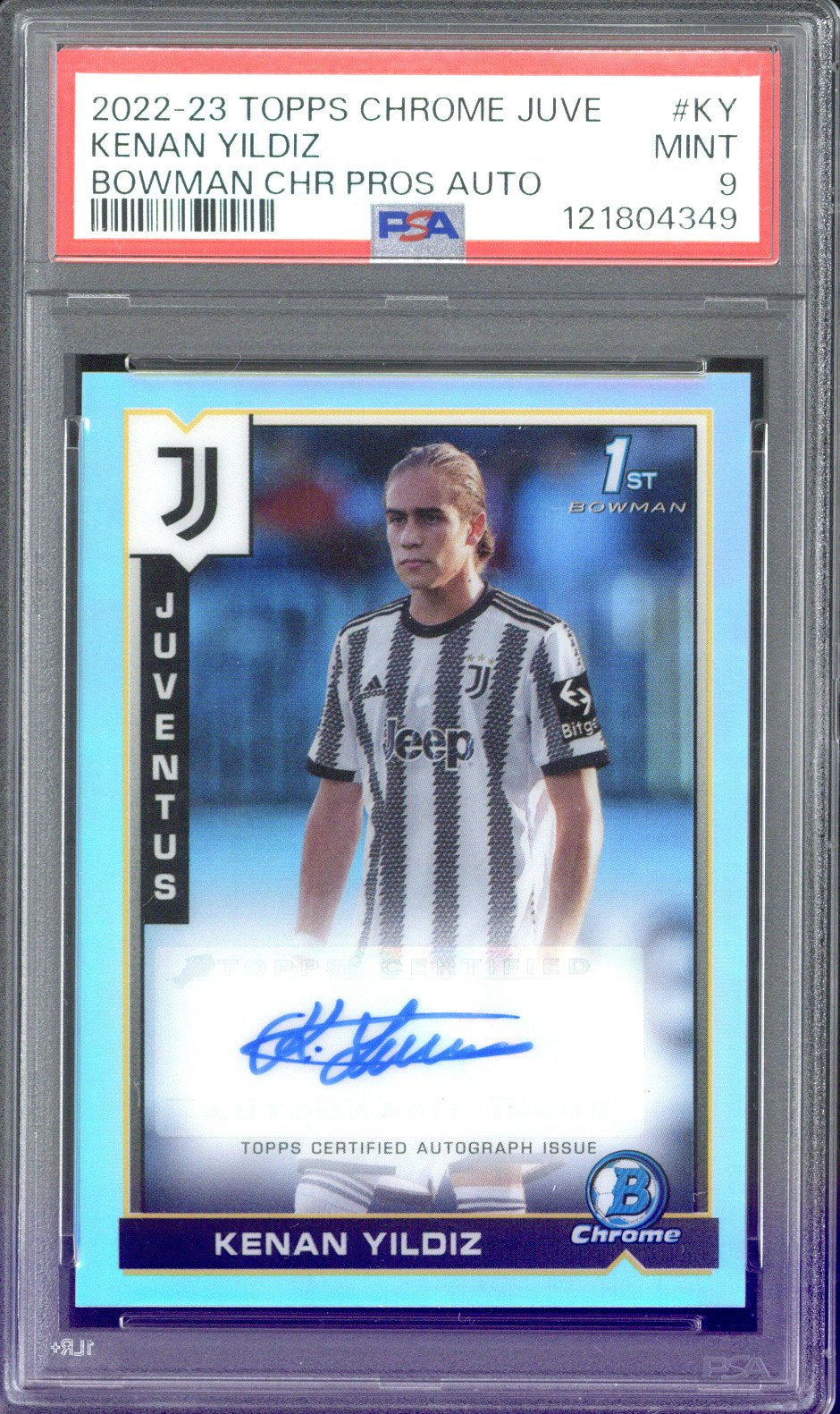 2022/23 Topps Chrome Juve Kenan Yildiz Bowman Chrome Autograph #KY PSA 9
