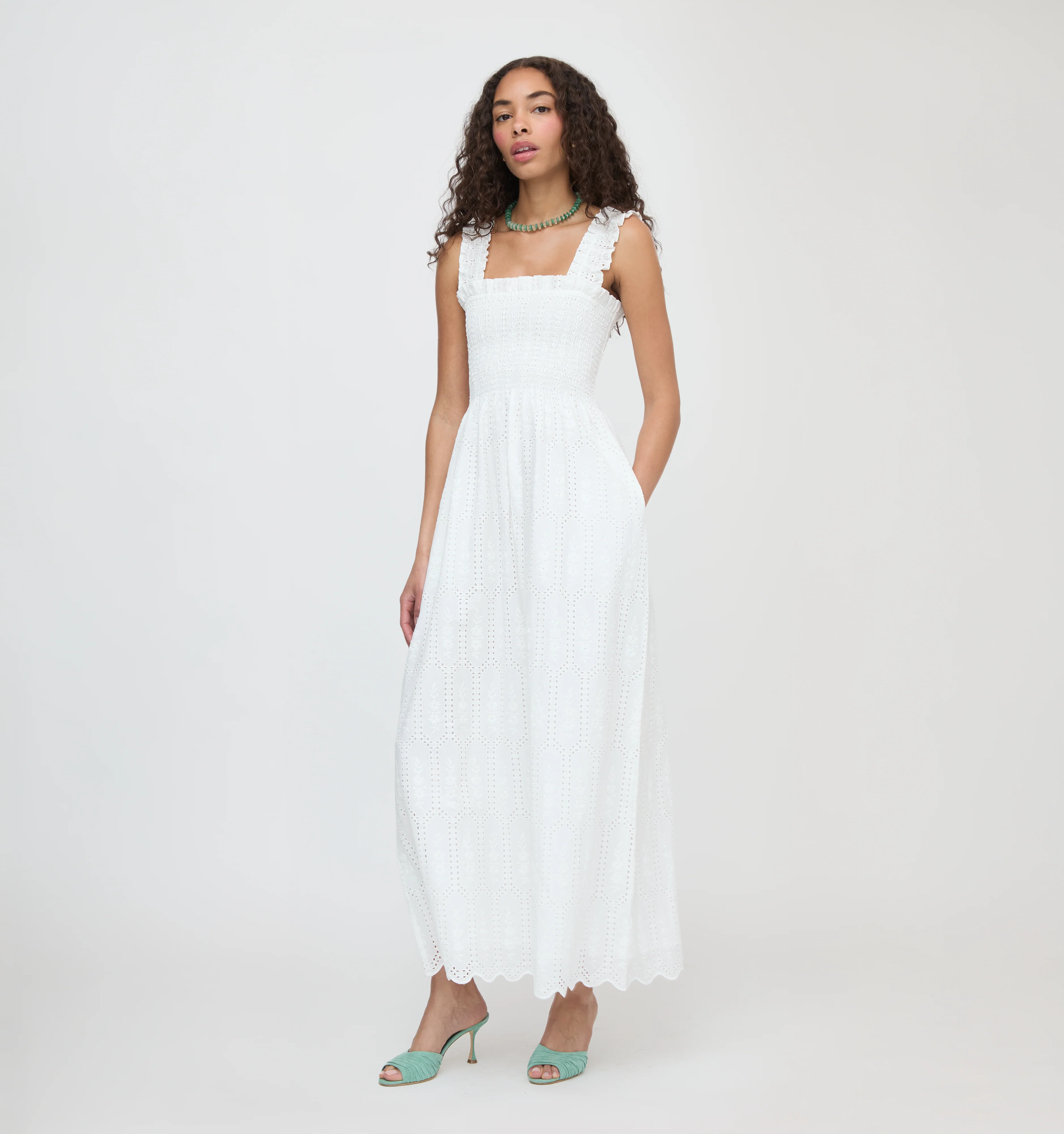 The Ashlyn Nap Dress - White Trellis Broderie