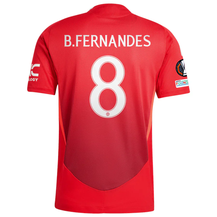 Manchester United Authentic Bruno Fernandes Home Jersey w/ Europa League Patches 24/25 (MUFC Red/Bright Red)