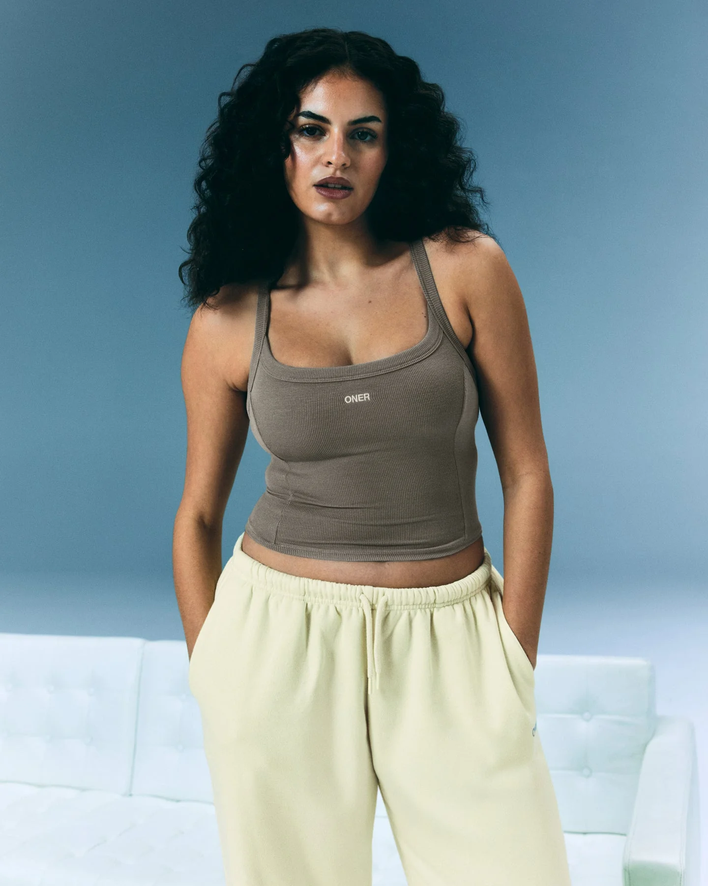 Mellow™ Rib Racer Back Vest with Built in Bra Shelf | Warm Minky