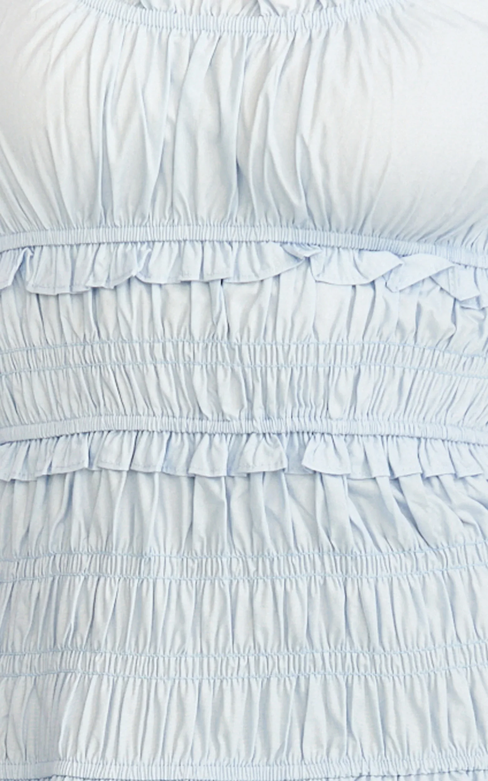 Cami Midi Dress - Rushed Bodice Dress in Blue