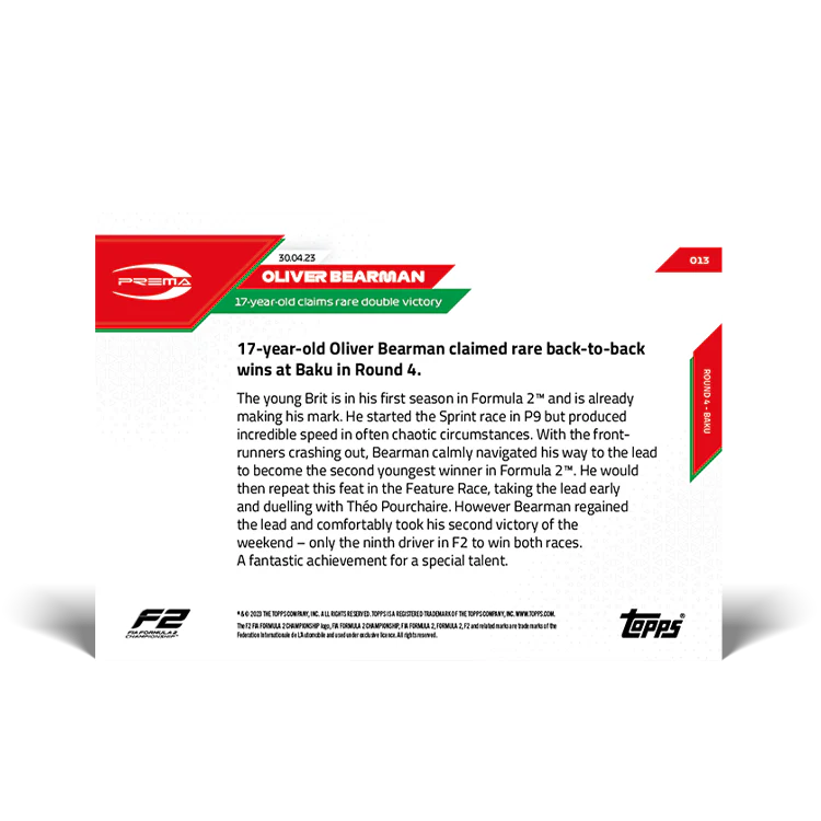 Topps UK - 17-year-old claims rare double victory - F1 TOPPS NOW® Card #013