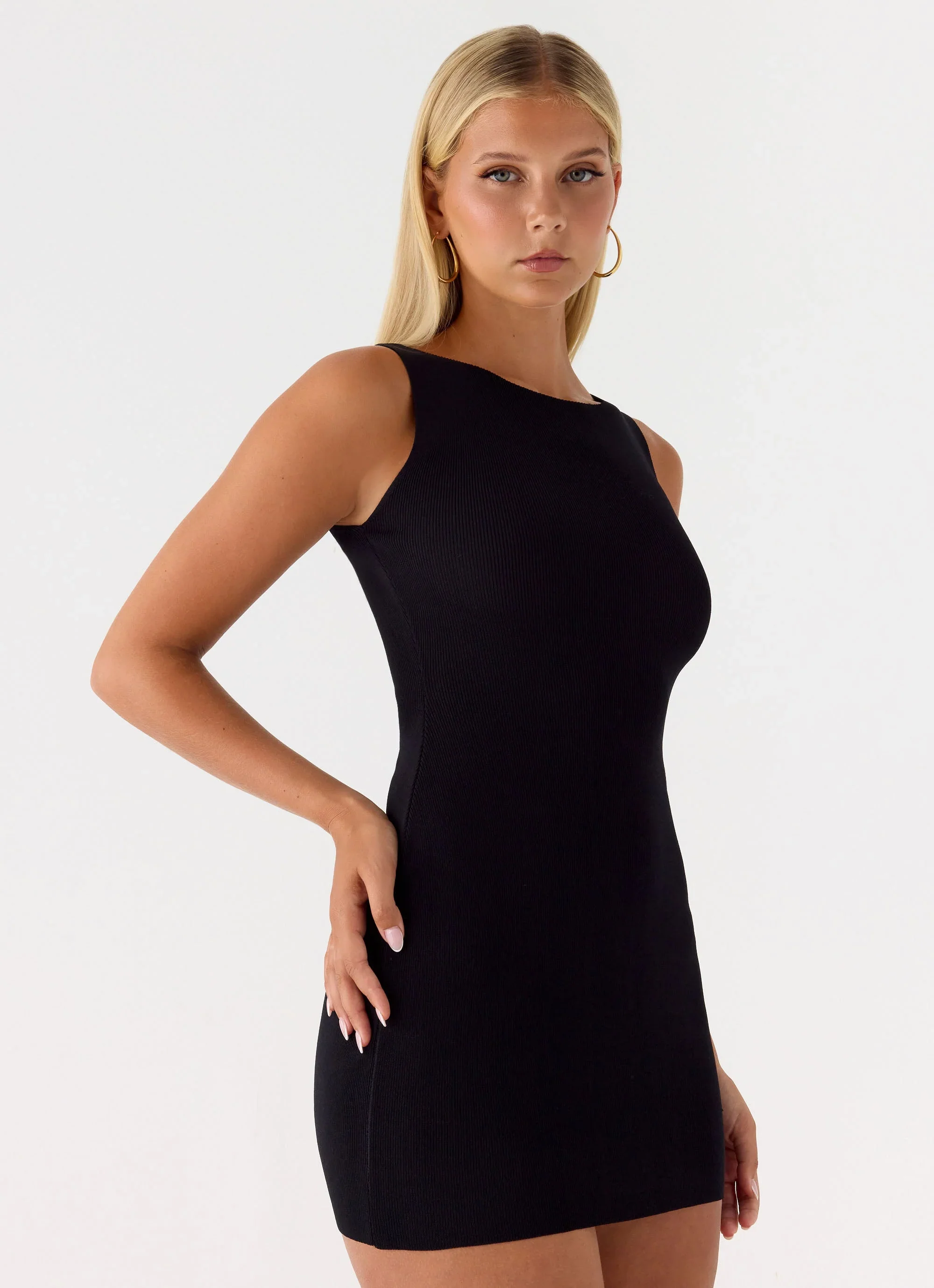 Amaris Knit Mini Dress - Black