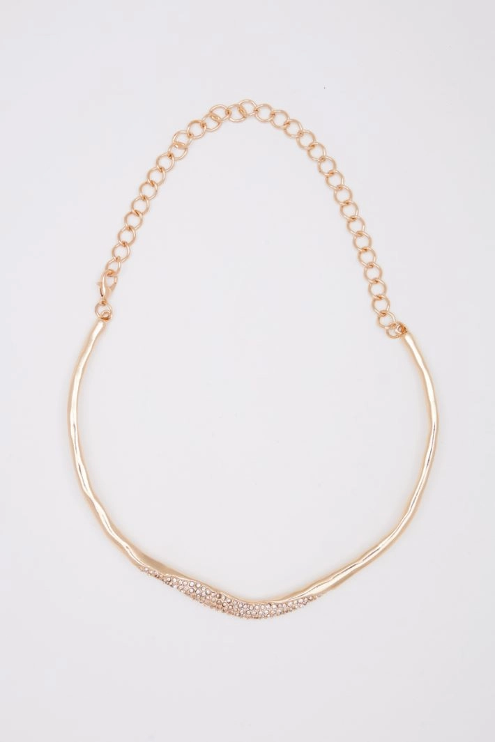 Semi-rigid necklace with rhinestones - GOLD