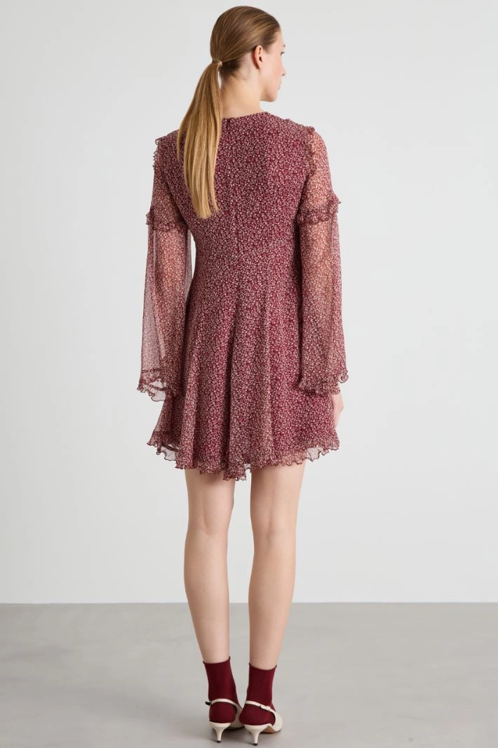 All-over frill dress - BORDEAUX