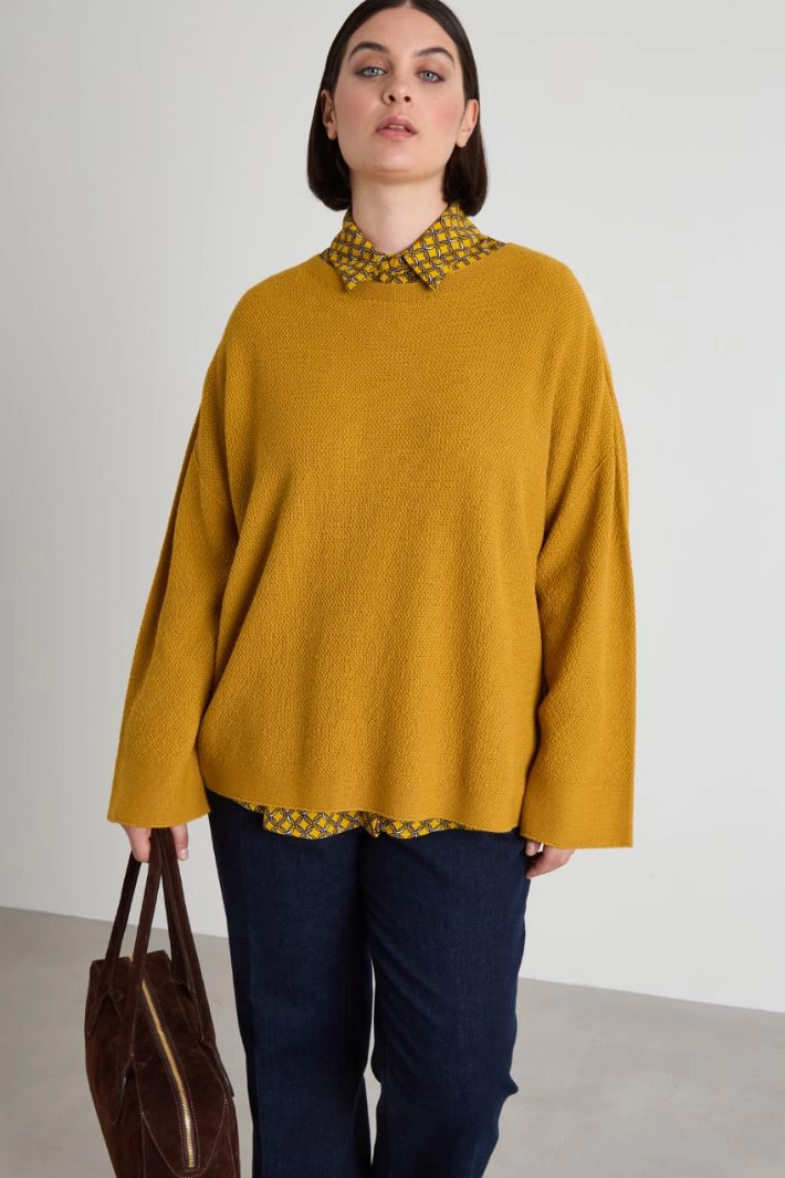 Wool yarn sweater - OCHRE
