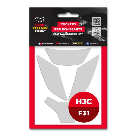 Fear The Yellow Bear REPLICA HJC F31 Reflective Stickers - WhiteRef: FYB0027