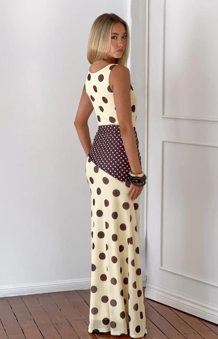 Kela Yellow Polka Dot Maxi Dress