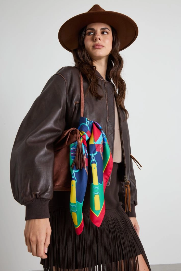 Silk twill scarf - RED BLUE