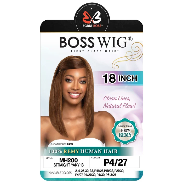 Bobbi Boss Remy 100% Human Hair Full Wig - MH200 STRAIGHT YAKY 18