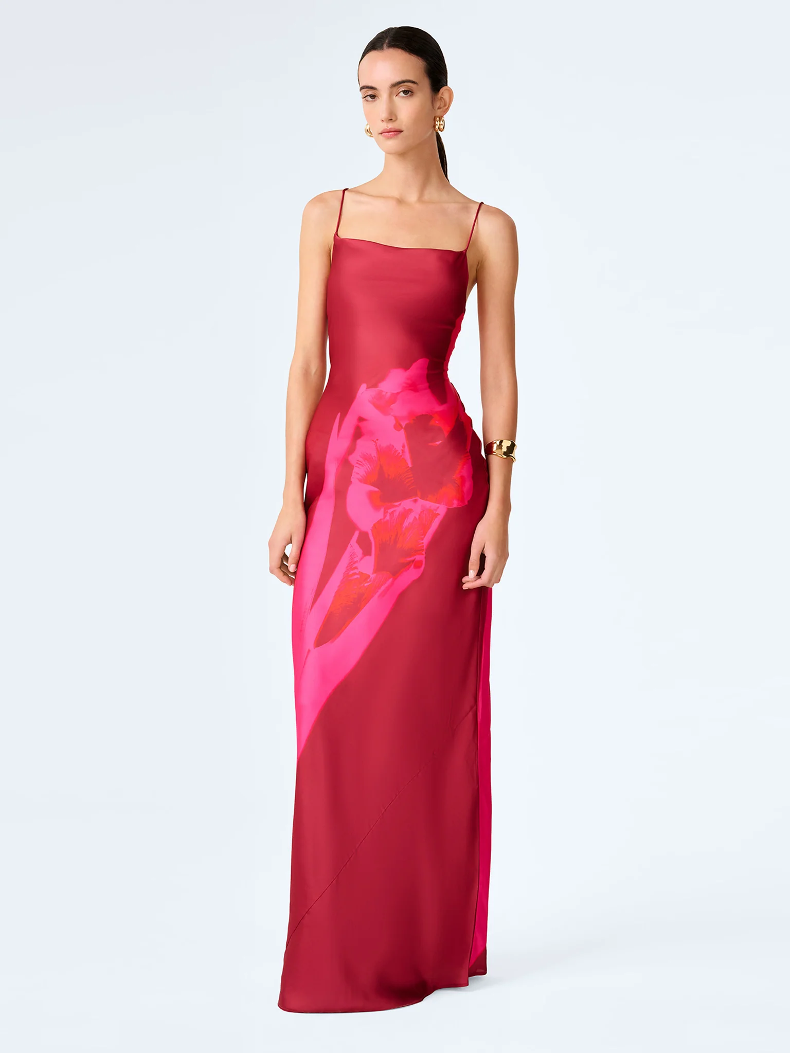 Ginny Dress in Red and Pink Floral Placement
