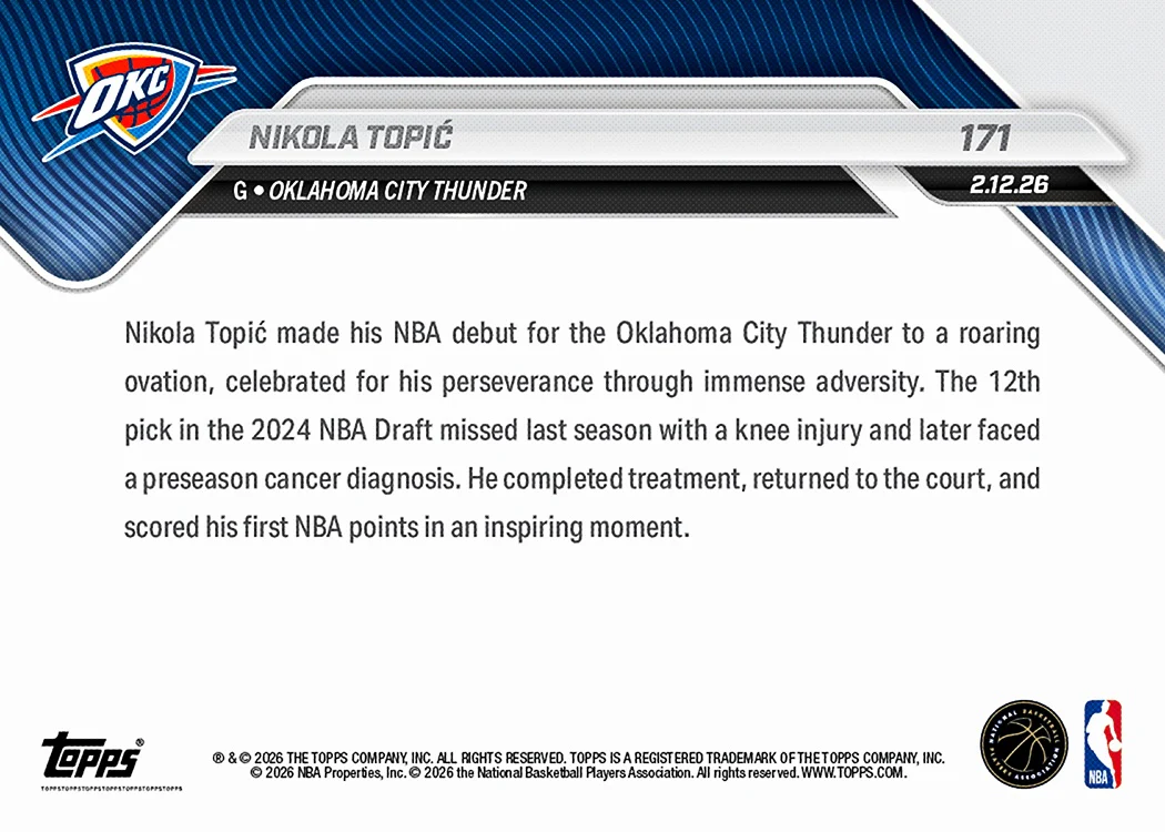 Nikola Topić - 2025-26 NBA Topps NOW® - Card 171