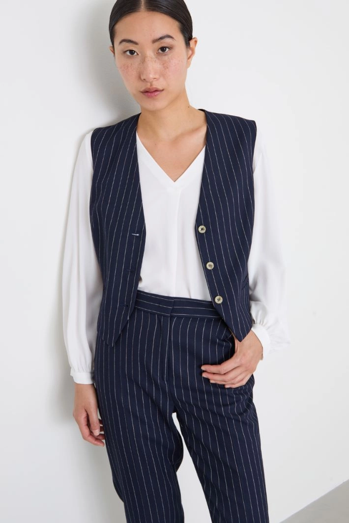 Canvas and twill gilet - BLUE