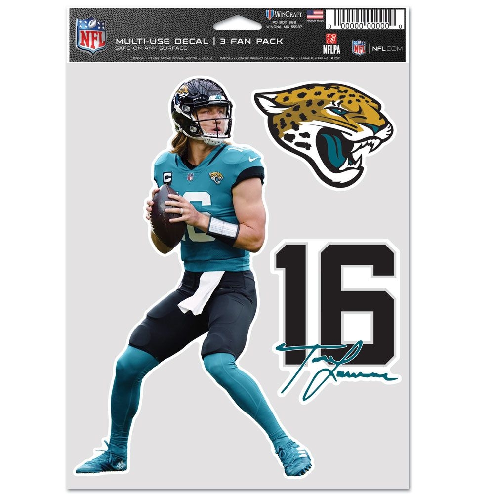 Trevor Lawrence #16 Jacksonville Jaguars Player NFL Decals Set (3 Pcs.)