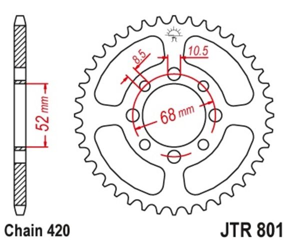 JT. Standard Steel Sprocket 801 - 420Ref: Jtc00143A / 1075115001