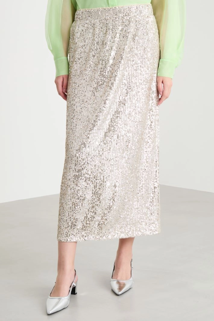 Embroidered tulle skirt - SILVER