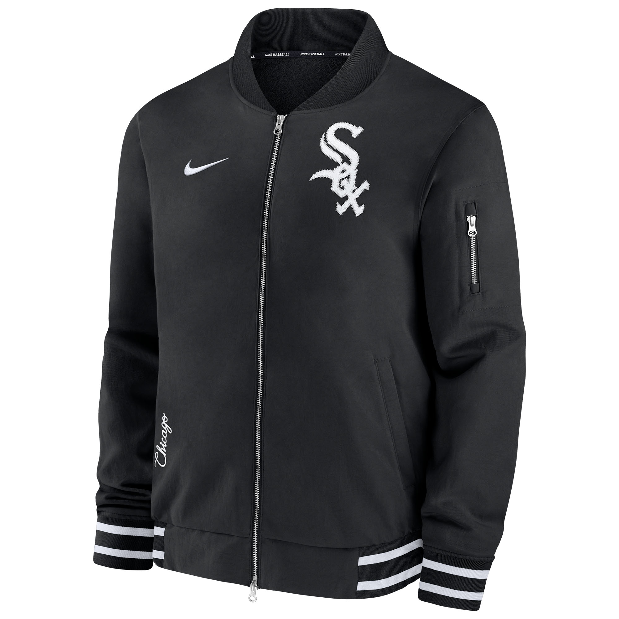 Chicago White Sox 2024 MLB Authentic Collection Nike Bomber Jacket Black