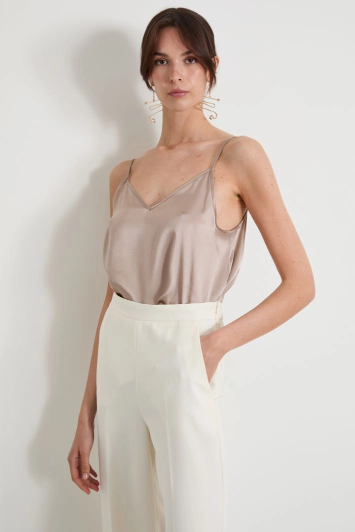 Lingerie satin top - GREY