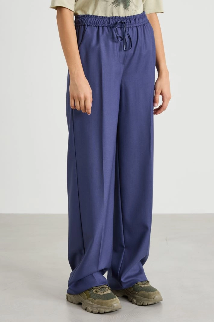 Wool drawstring trousers - BLUE
