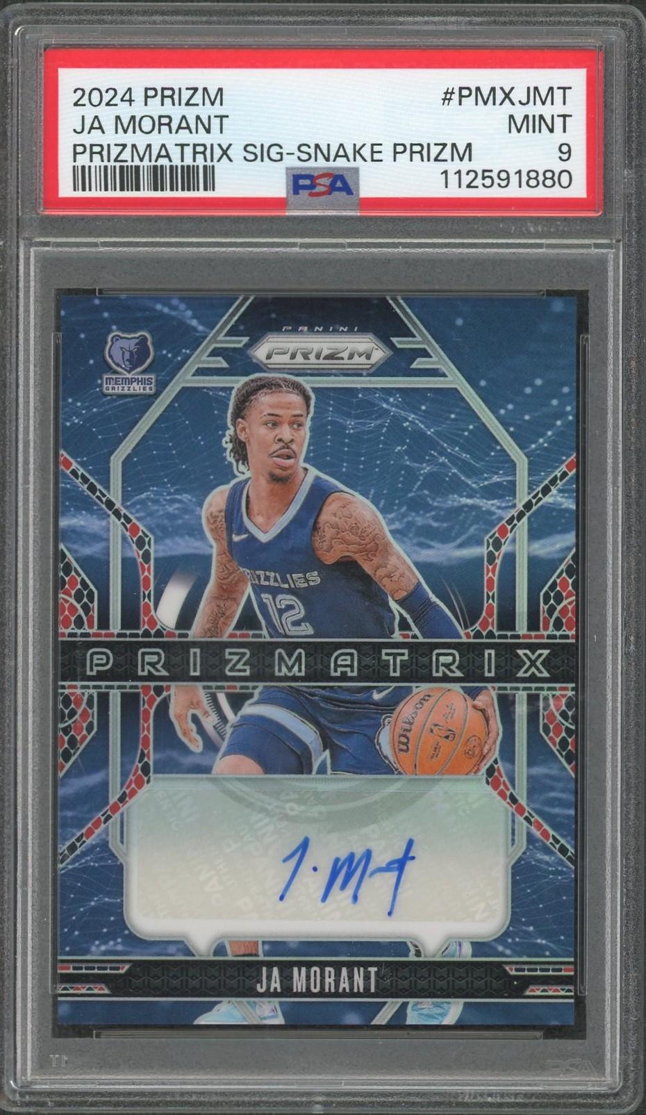 2024/25 Panini Prizm Ja Morant Prizmatrix /15 Auto PSA 9